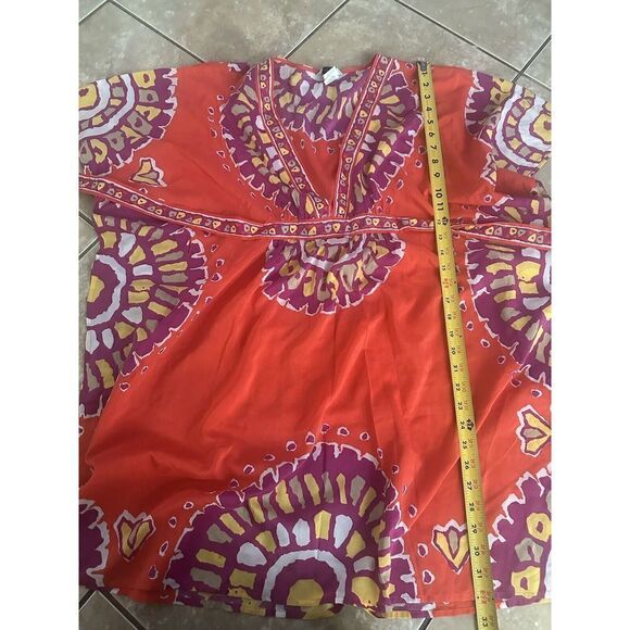 Trina Turk L Silk Blend Kimono Style Mini Dress Multicolor Tie - Picture 5 of 7